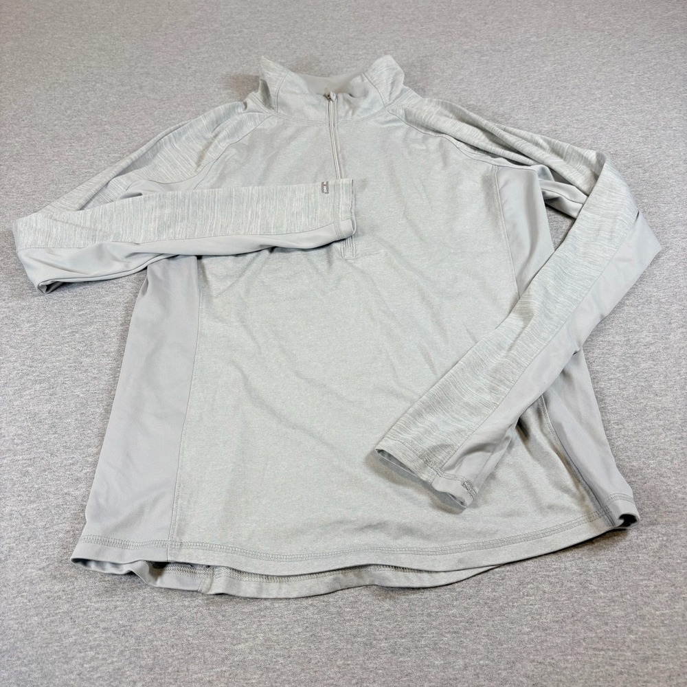 Danskin Now 1/4 Zip Kids L (12-14) Grey Dri-More Semi-Fitted Long Sleeve Shirt